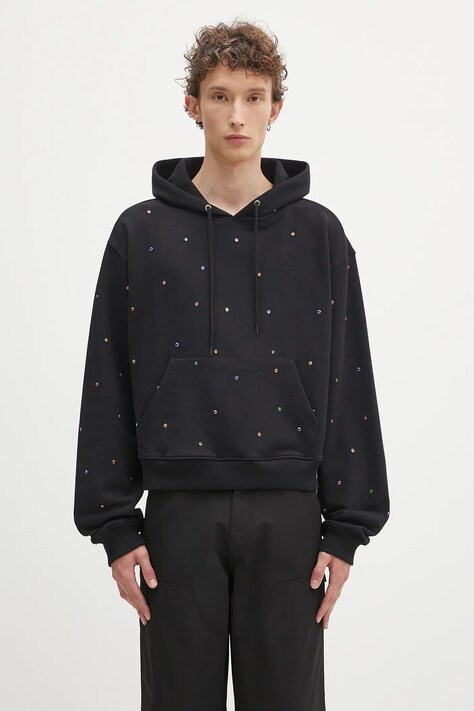 Sky High Farm bluza bawełniana Studded hoodie męska kolor czarny z kapturem z aplikacją SHF07T041