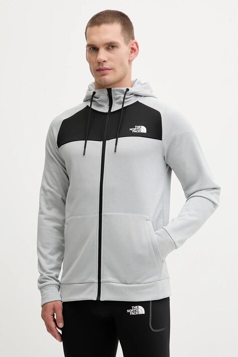 The North Face bluza treningowa Reaxion męska kolor szary z kapturem gładka NF0A8CNPEEI1