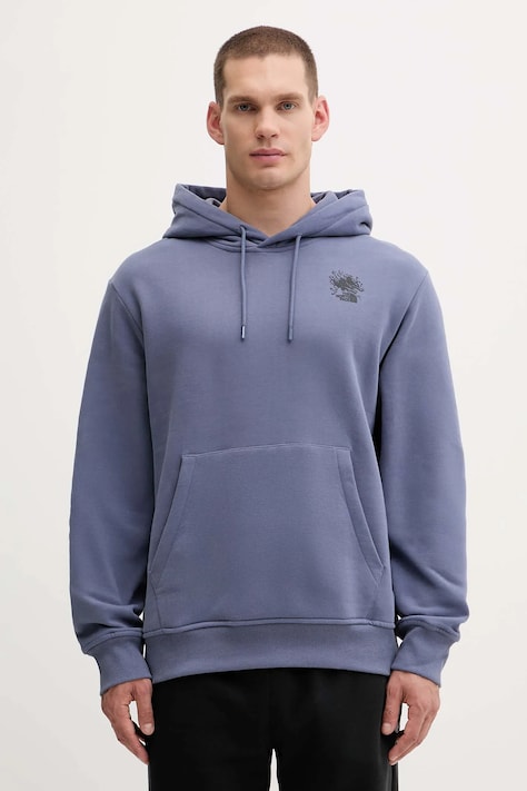 The North Face pamut melegítőfelső Powder Days lila, nyomott mintás, kapucnis, NF0A8E4GBTR1