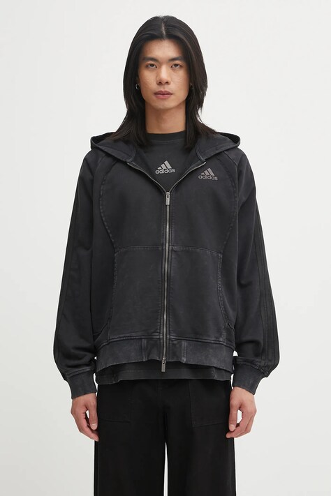 adidas Originals cotton sweatshirt Adilenium Tg Hd black color hooded smooth KF8527