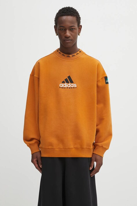 adidas Originals bluza EQT Washed Crew męska kolor pomarańczowy z aplikacją JX1569