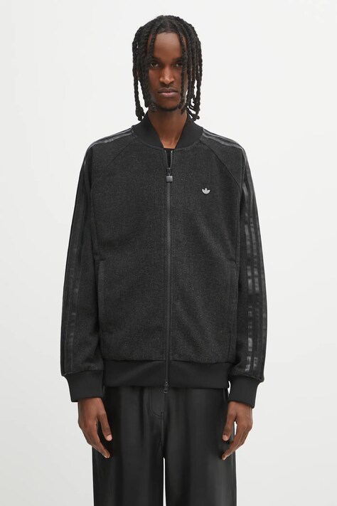 adidas Originals bluza z domieszką wełny Prem Tt męska kolor czarny melanżowa JV7614