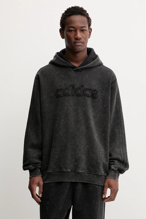 adidas Originals bluza Wsh Hoodie męska kolor szary z kapturem z aplikacją JY2792