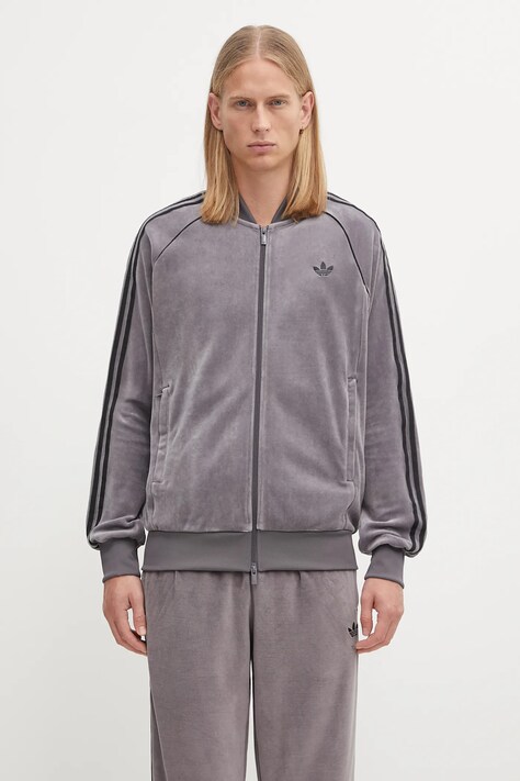 adidas Originals bluza welurowa Sst Tt męska kolor fioletowy z aplikacją JX1562