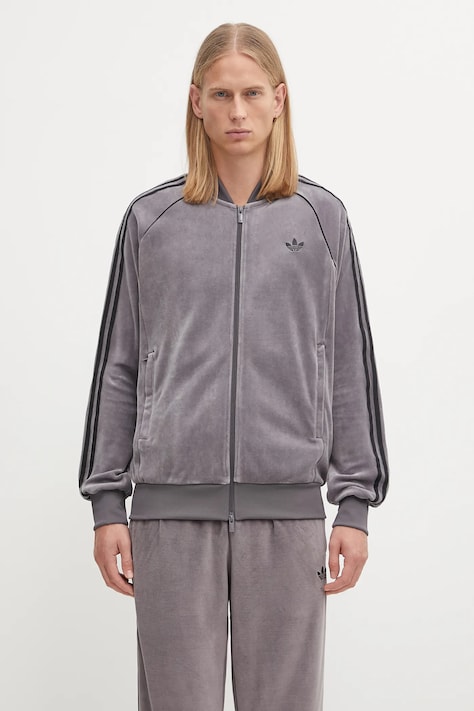 adidas Originals bluză din velur Sst Tt culoarea violet, cu imprimeu, JX1562