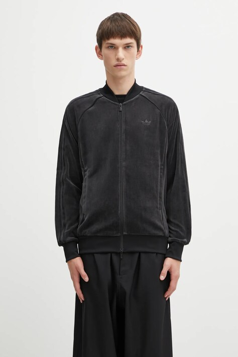 adidas Originals bluză din velur Sst Tt culoarea gri, cu imprimeu, JX1559