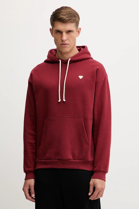 Hummel bluza męska kolor bordowy z kapturem gładka 232944