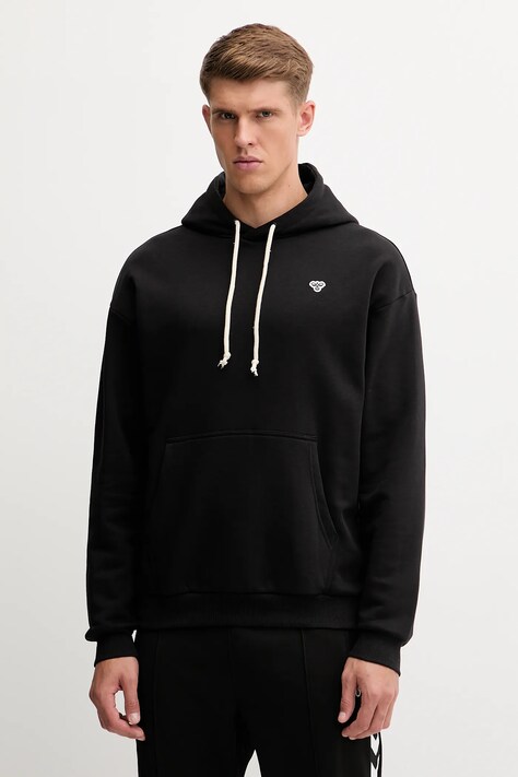 Hummel bluza męska kolor czarny z kapturem gładka 232944