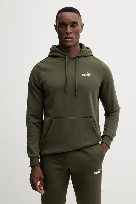 Puma bluza męska kolor zielony z kapturem z aplikacją 684718