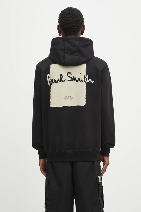 Paul Smith bluza bawełniana 0 męska kolor czarny z kapturem z nadrukiem M1R-071Y-TP4929