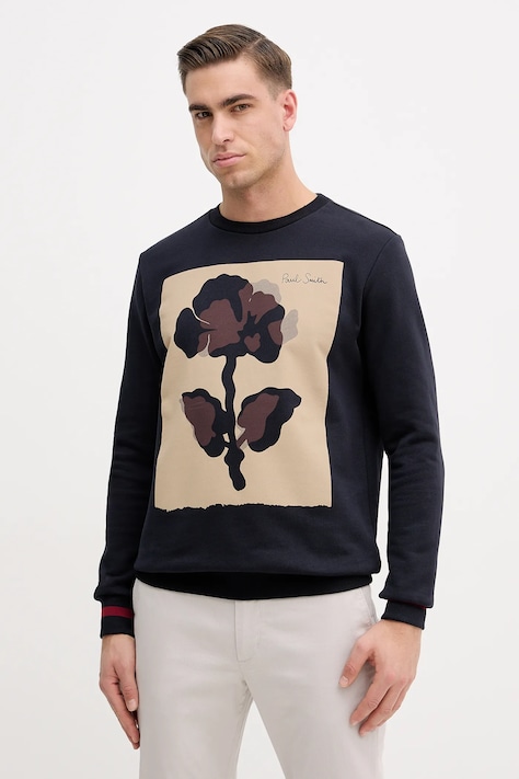 Paul Smith hanorac de bumbac culoarea bleumarin, cu imprimeu, M1R-302S-TP4930