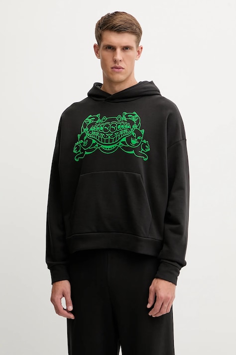 Puma hanorac de bumbac PUMA x RIPNDIP culoarea negru, cu glugă, cu imprimeu, 632414