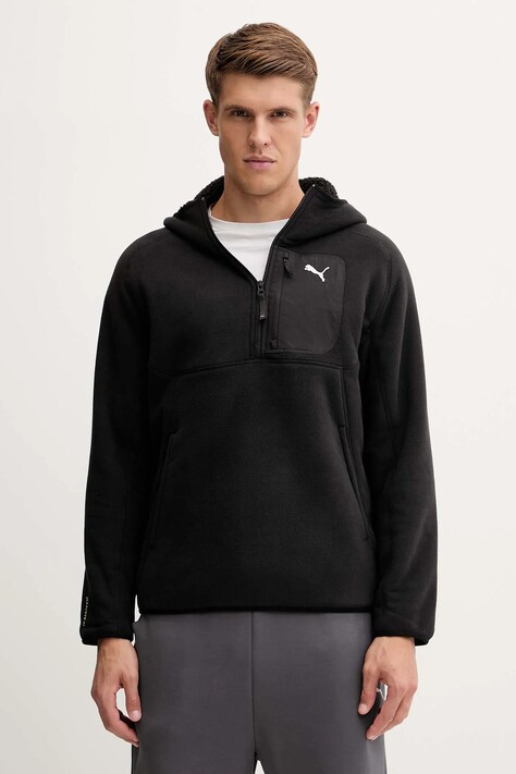 Puma bluza polarowa męska kolor czarny z kapturem gładka 688224