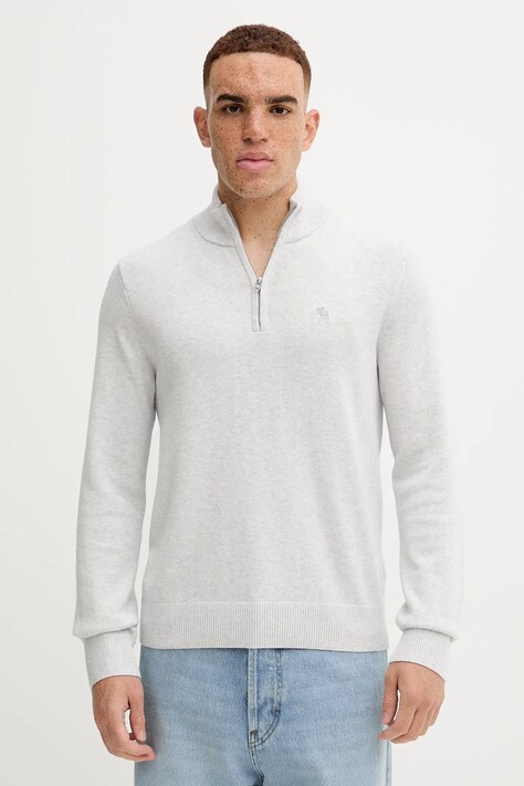 Abercrombie & Fitch sweter z dodatkiem wełny męski kolor szary z półgolfem KI120-5139-110