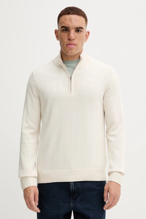 Abercrombie & Fitch sweter męski kolor beżowy z półgolfem KI120-5139-150