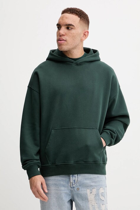 Abercrombie & Fitch bluza męska kolor zielony z kapturem gładka KI122-5529-300