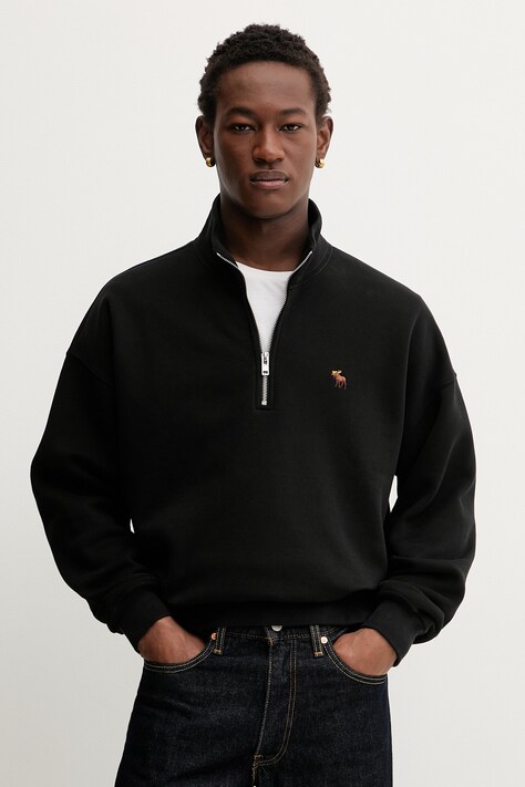 Abercrombie & Fitch bluza męska kolor czarny gładka KI122-5541-900