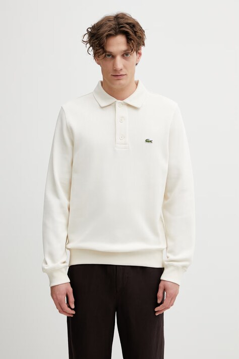 Lacoste bluza bawełniana męska kolor beżowy gładka SH5781