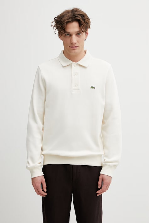 Lacoste bluza bawełniana męska kolor beżowy gładka SH5781