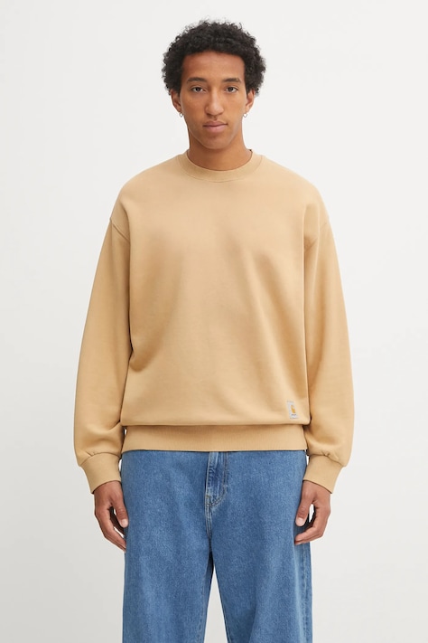 Carhartt WIP cotton sweatshirt Hudson brown color smooth I035186.07E5F
