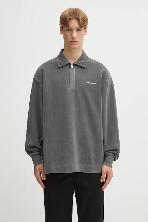 Pamučna dukserica Carhartt WIP Piqué Script boja: siva, melanž, I035188.0D2GD