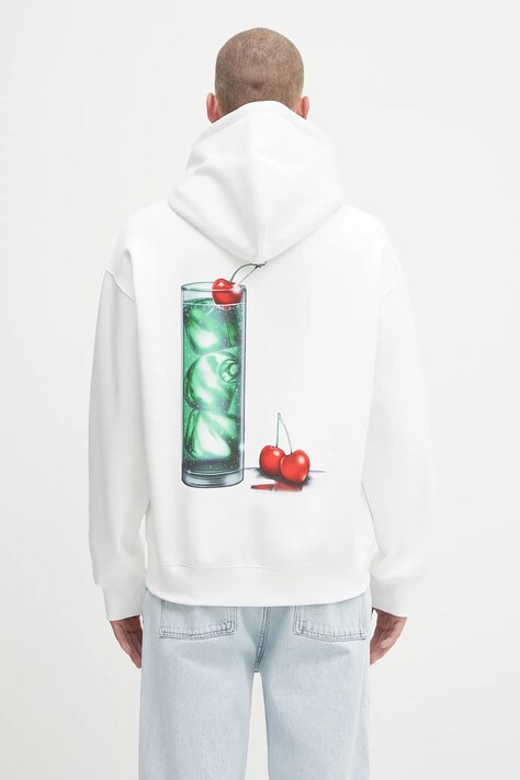 Carhartt WIP bluza Hooded Jake Garcia męska kolor biały z kapturem wzorzysta I035191.02XX