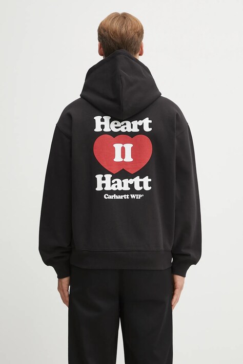 Carhartt WIP bluza Hooded Heart II Hartt męska kolor czarny z kapturem z aplikacją I035176.89XX