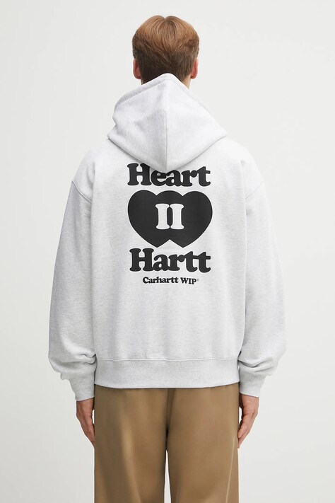 Carhartt WIP bluza Hooded Heart II Hartt męska kolor szary z kapturem z aplikacją I035176.482XX