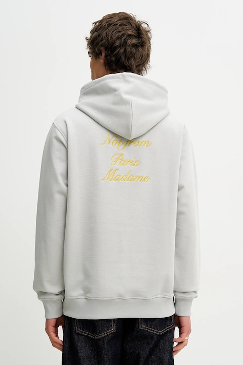Drôle de Monsieur bluza bawełniana Le Hoodie Slogan Calligraphy męska kolor szary z kapturem z aplikacją I.HO168.CO127