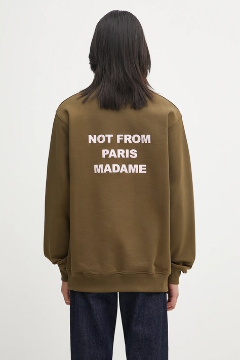 Drôle de Monsieur bluza bawełniana Le Sweatshirt Slogan męska kolor zielony z aplikacją I.SW149.CO127