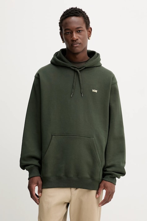 Vans bluza bawełniana męska kolor zielony z kapturem z aplikacją VN000P21EMU1