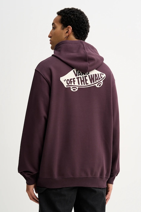 Vans bluza bawełniana męska kolor fioletowy z kapturem z nadrukiem VN000P51EMS1