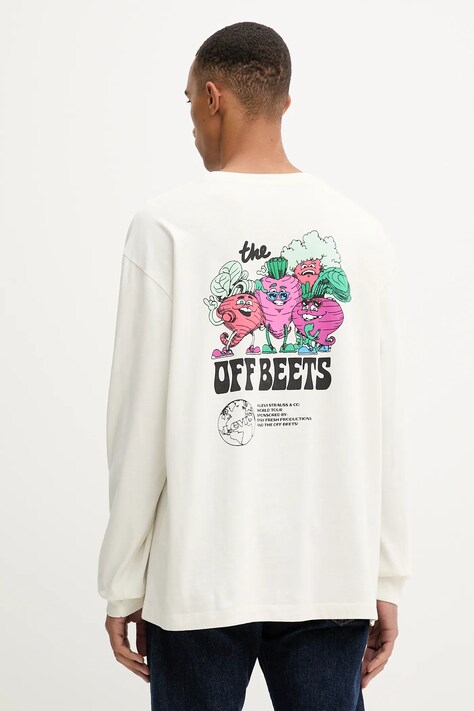 Levi's longsleeve din bumbac culoarea bej, cu imprimeu, 005N7