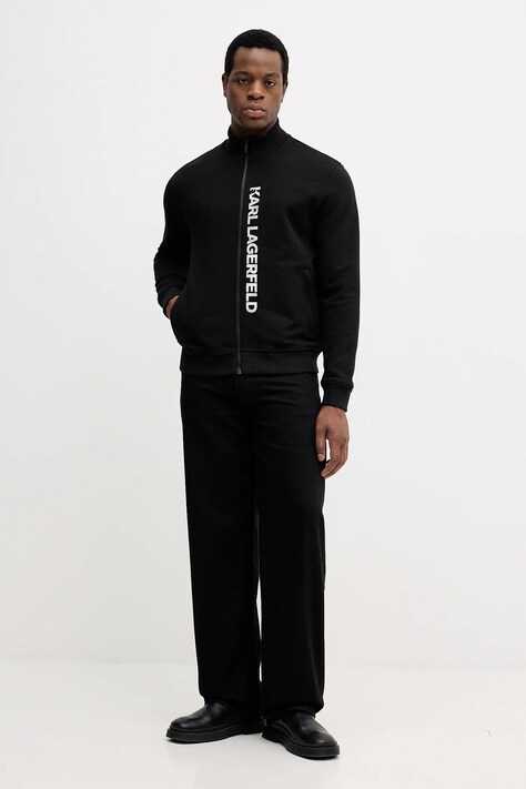 Karl Lagerfeld bluza bawełniana męska kolor czarny z nadrukiem 554917.705400