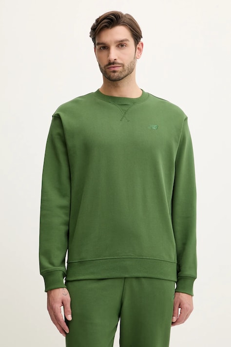 New Balance bluza bawełniana męska kolor zielony MT41506DAE