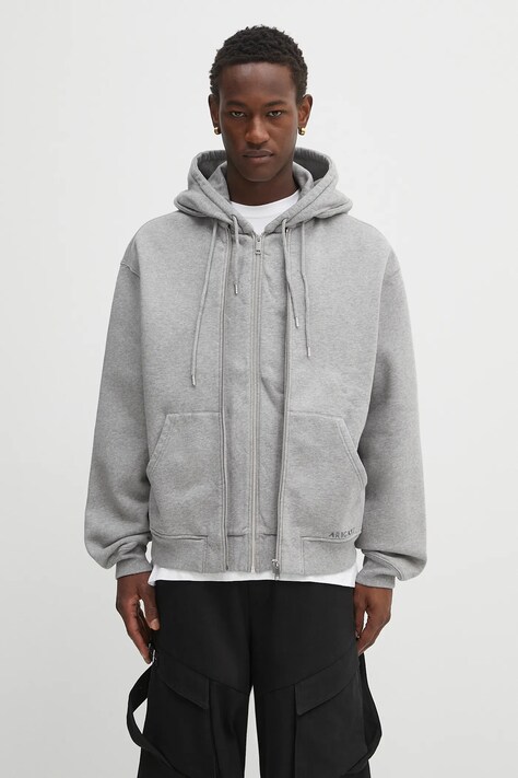 Bavlněná mikina Axel Arigato Trey mélange pánská, šedá barva, s kapucí, hladká, A3432001