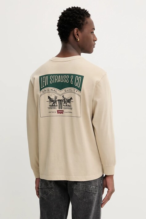 Levi's longsleeve bawełniany kolor beżowy z nadrukiem A6145
