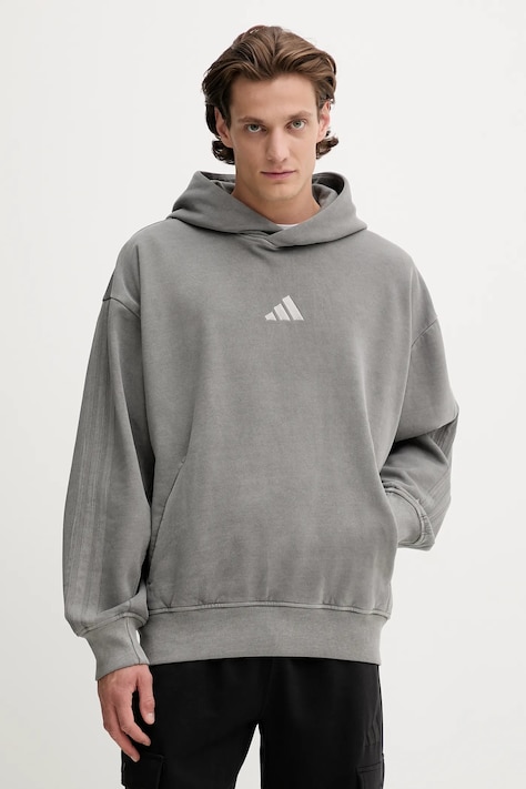 adidas bluza ALL SZN męska kolor szary z kapturem gładka JL6539