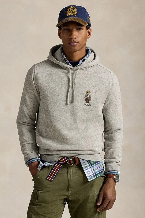 Polo Ralph Lauren bluza męska kolor szary z kapturem z aplikacją 710980307