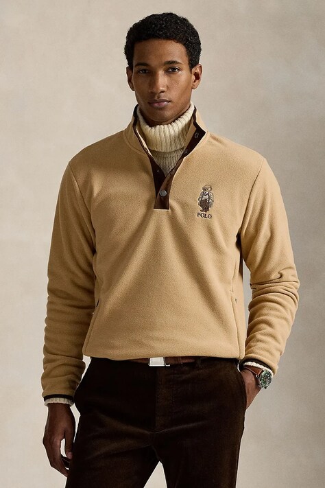 Polo Ralph Lauren bluza męska kolor beżowy z aplikacją 710980308