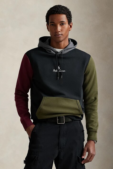 Polo Ralph Lauren bluza męska kolor czarny z kapturem wzorzysta 710981373