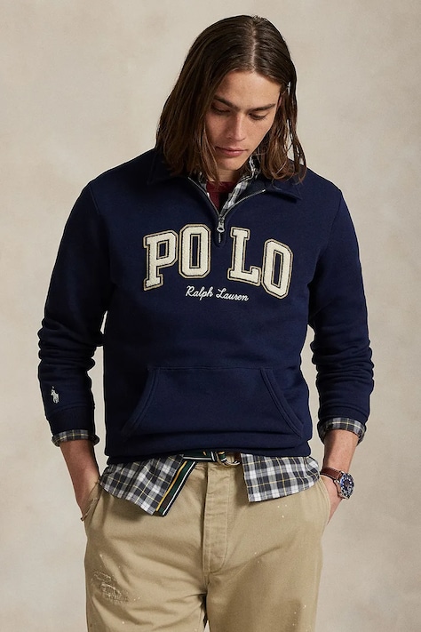 Mikina Polo Ralph Lauren tmavomodrá farba, s nášivkou, 710981150