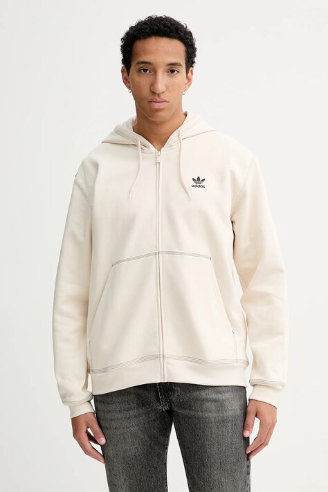 adidas Originals bluza Essentials męska kolor beżowy z kapturem gładka JW0968