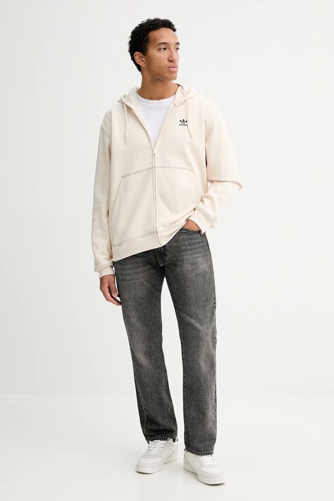adidas Originals bluza Essentials męska kolor beżowy z kapturem gładka JW0968