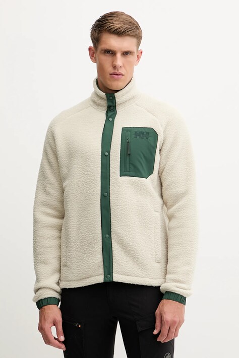 Helly Hansen bluza polarowa PANORAMA męska kolor beżowy gładka 63348