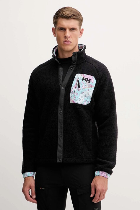 Helly Hansen bluza polarowa PANORAMA męska kolor czarny gładka 63348