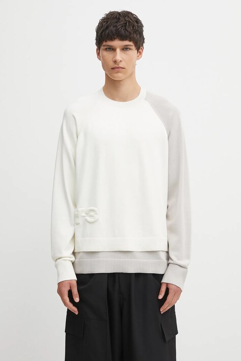 Y-3 sweter Logo Knit męska kolor beżowy lekki KB4642