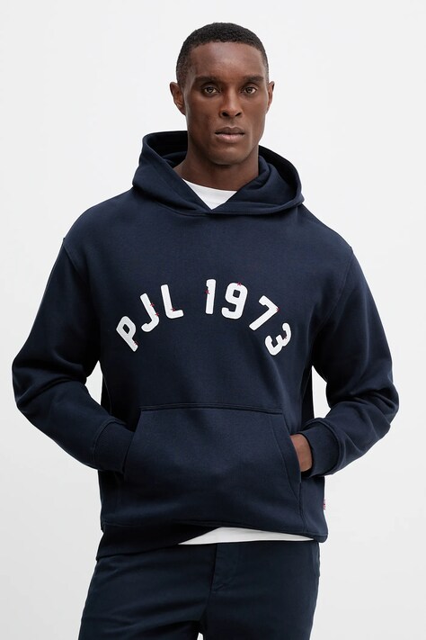 Bavlněná mikina Pepe Jeans pánská, tmavomodrá barva, s kapucí, s aplikací, PM5800006
