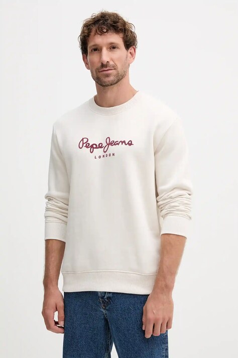Pepe Jeans bluza męska kolor beżowy z nadrukiem PM5800011