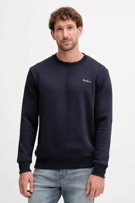 Mikina Pepe Jeans pánská, tmavomodrá barva, hladká, PM5800013